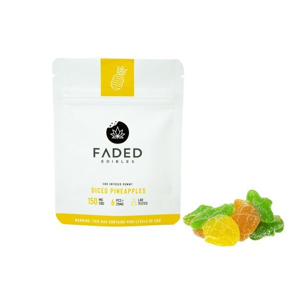 Faded Edibles – CBD 150mg Diced Pineapples | Haute Health Canada