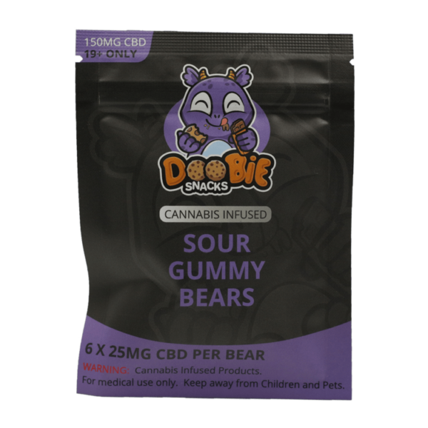 Doobie Snacks – CBD Sour Gummy Bears – 150mg CBD | Haute Health Canada