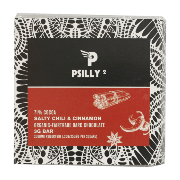 Psilly – Dark Chocolate Bar – Salty Chili & Cinnamon | Haute Health Canada