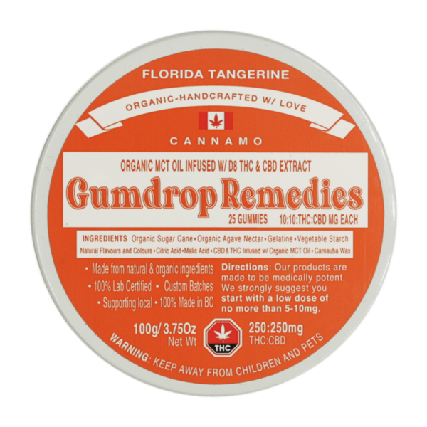 Gumdrop Remedies – Florida Tangerine 1:1 Gummies – 250mg THC/250mg CBD | Haute Health Canada