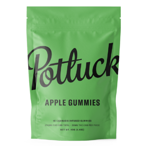 Potluck Extracts – Apple Gummies (1:1) – 100mg THC / 100mg CBD | Haute Health Canada